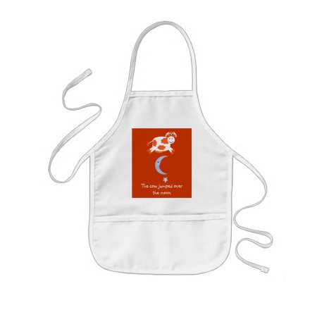 Cute Orange Cow Jumping Over The Moon Kids' Apron