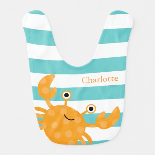 Cute Orange Crab Baby Bib