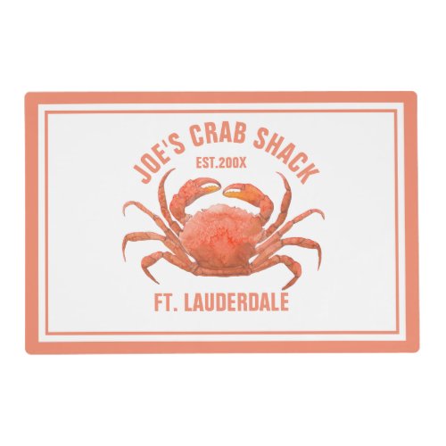 Cute orange Crab Watercolors Illustration Template Placemat