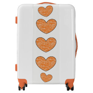 Cute Orange Crayon Hearts Print Suitcase