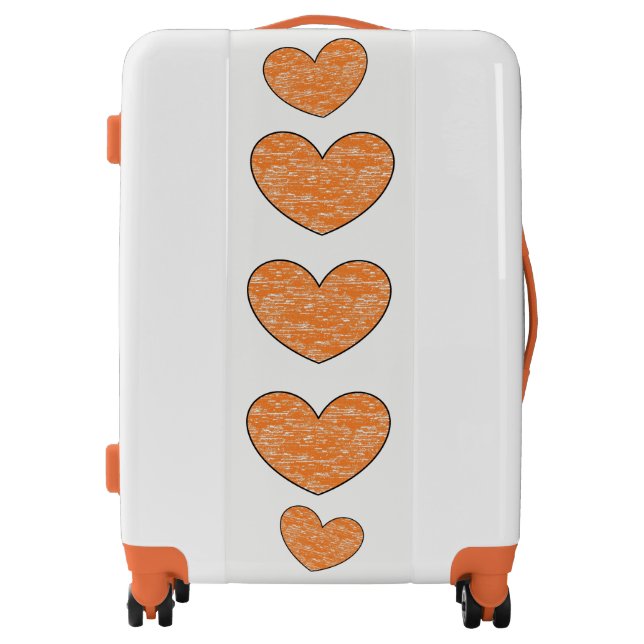 Cute Orange Crayon Hearts Print Suitcase (Front)