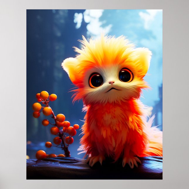 Cute Orange Creature Framed Art (Front)