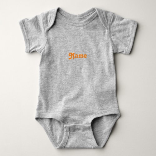 Cute orange custom name text monogram modern baby bodysuit