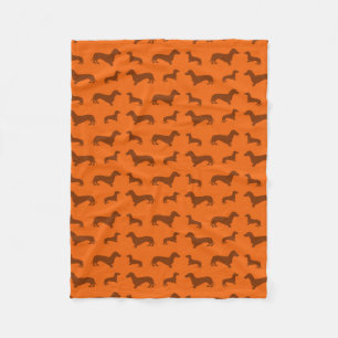 Cute orange dachshund pattern fleece blanket