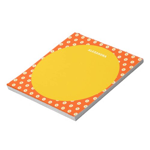 Cute Orange Daisy Bridal Shower Personalized Name  Notepad