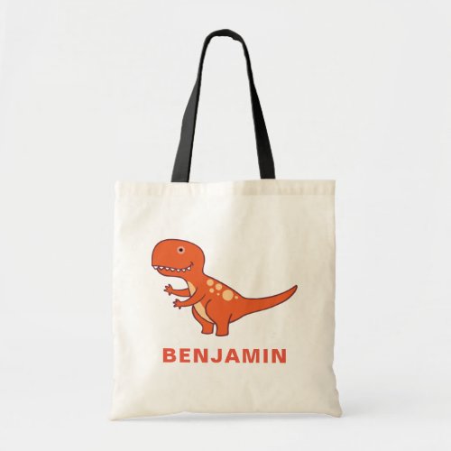 Cute Orange Dinosaur Kids Tote Bag