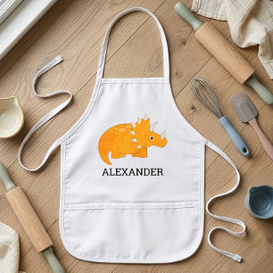Cute Orange Dinosaur Personalized Kids' Apron