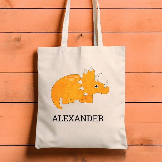 Cute Orange Dinosaur Personalized Tote Bag (Creator Uploaded)