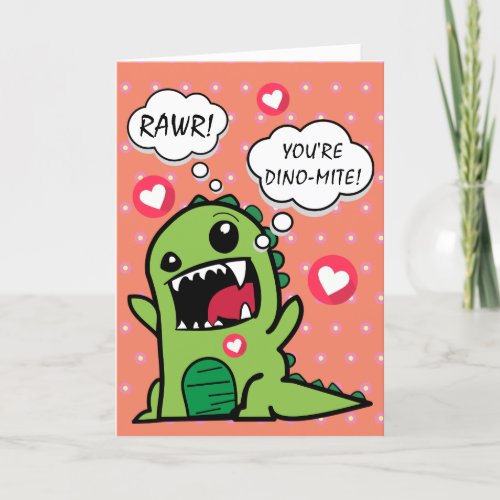 Cute Orange Dinosaur Rawr Youre Dino Mite Teacher  Thank You Card