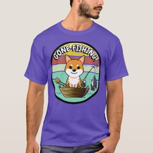 Cute orange dog has gone fishing T_Shirt