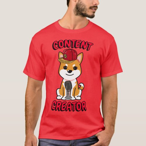 Cute orange dog is a content creator T_Shirt