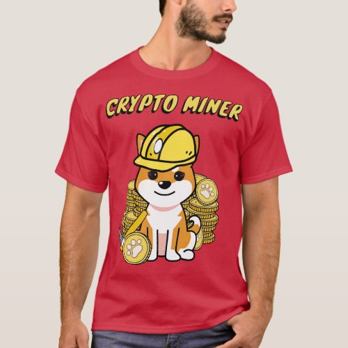 Cute Orange dog is a crypto miner T_Shirt