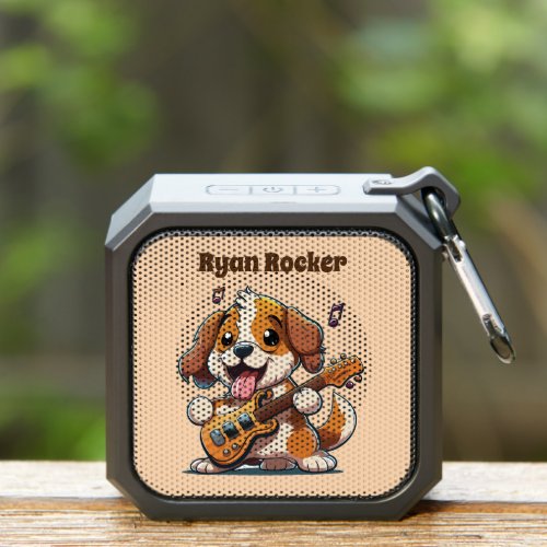 Cute Orange Dog Playing Guitar Personalize Bluetooth Speaker