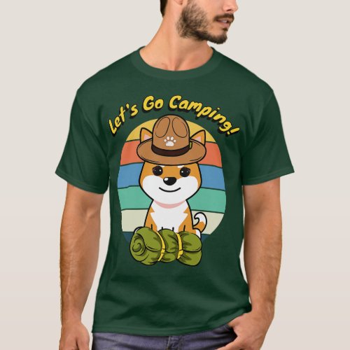 Cute Orange dog wants to go camping T_Shirt