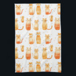 Cute Orange Dots and Cats Kitchen Towel<br><div class="desc">Cute Orange Dots and Cats</div>