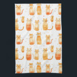 Cute Orange Dots and Cats Kitchen Towel<br><div class="desc">Cute Orange Dots and Cats</div>