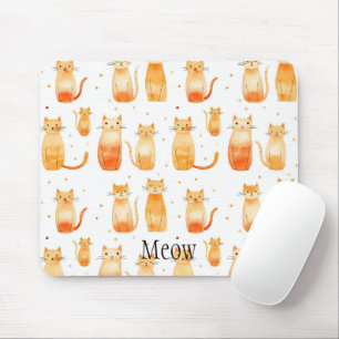 Cute Orange Dots and Cats Mouse Pad