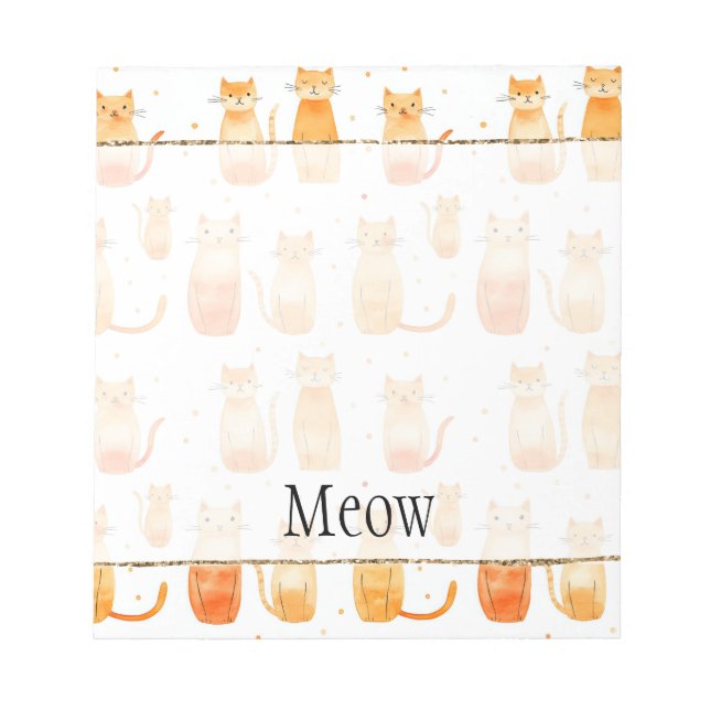 Cute Orange Dots and Cats Notepad (Front)