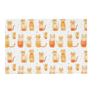 Cute Orange Dots and Cats Placemat