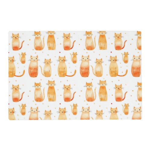 Cute Orange Dots and Cats Placemat