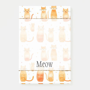 Cute Orange Dots and Cats Post-it Notes