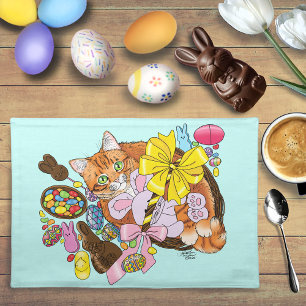 Cute Orange Easter Cat Cloth Placemat