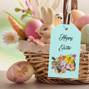Cute Orange Easter Cat Gift Tags