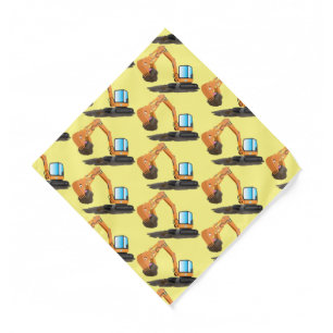 Cute orange excavator digger cartoon bandana