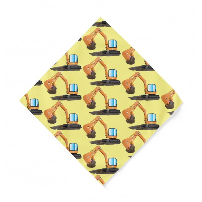 Cute orange excavator digger cartoon bandana (Front)