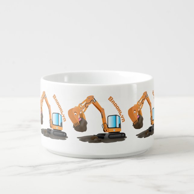 Cute orange excavator digger cartoon bowl (Center)