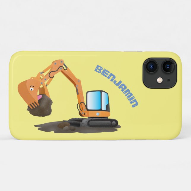 Cute orange excavator digger cartoon Case-Mate iPhone case (Back (Horizontal))