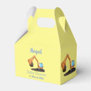 Cute orange excavator digger cartoon favor boxes