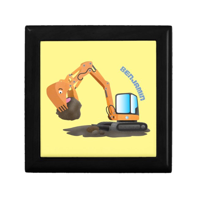 Cute orange excavator digger cartoon gift box (Front)