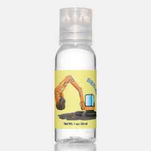 Cute orange excavator digger cartoon hand sanitizer