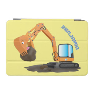 Cute orange excavator digger cartoon iPad mini cover