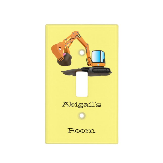 Cute orange excavator digger cartoon light switch cover (Front)