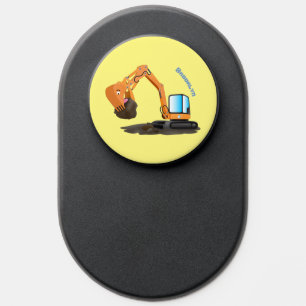 Cute orange excavator digger cartoon PopSocket