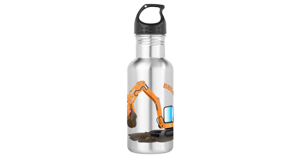  Stainless Steel Water Bottle for kids- 12 Ounce Stainless Steel  Vacuum Insulated Water Bottle for Kids children,Double Wall Vacuum  Insulated Bottles (Construction Truck Excavator Bulldozer): Home & Kitchen