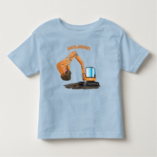 Cute orange excavator digger cartoon toddler t_shirt