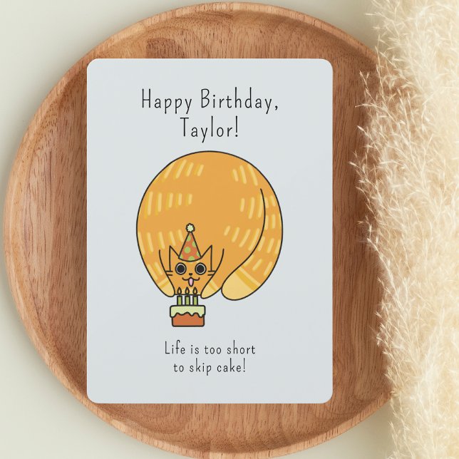 Cute Orange Fat Cat Illustration Birthday Card (Creator Uploaded)