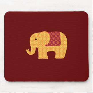 Cute Orange Flower Elephant on Red Mouse Pad