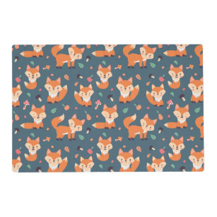 Cute Orange Fox Animal Pattern Placemat