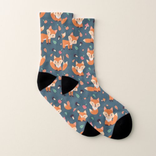 Cute Orange Fox Animal Pattern Socks