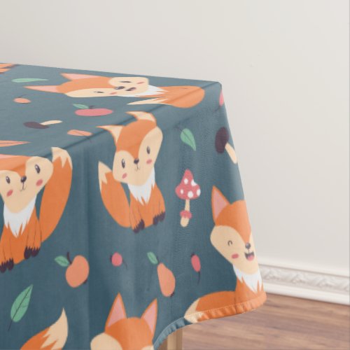 Cute Orange Fox Animal Pattern Tablecloth