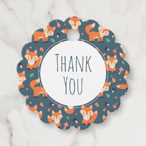 Cute Orange Fox Animal Pattern Thank You Favor Tags