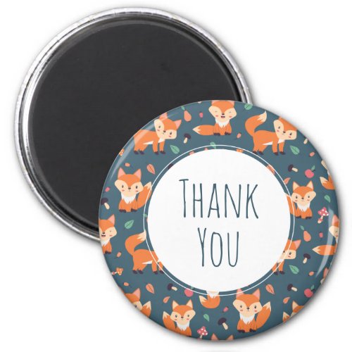 Cute Orange Fox Animal Pattern Thank You Magnet