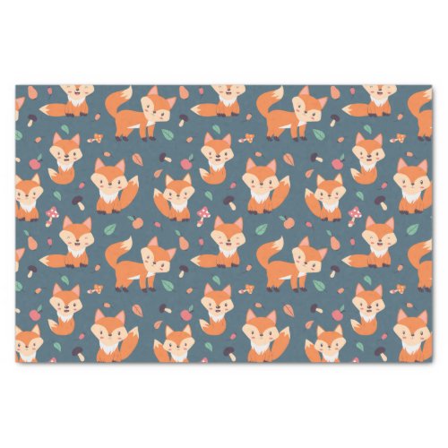 Cute Orange Fox Animal Pattern Tissue Paper