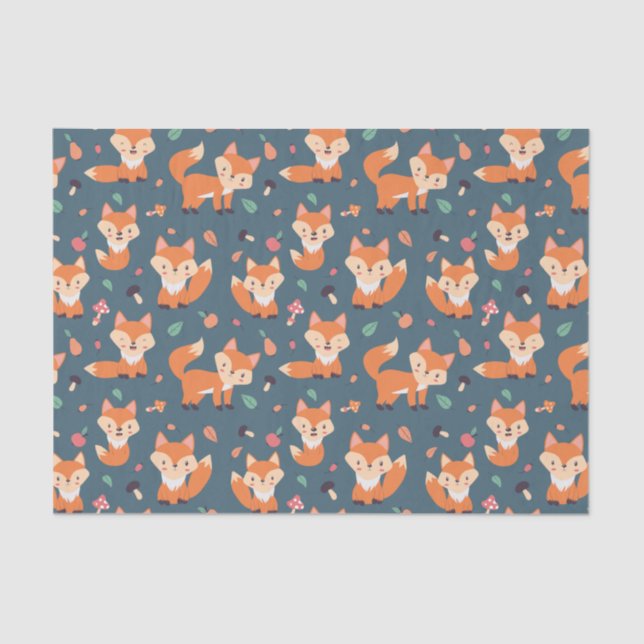 Cute Orange Fox Animal Pattern Tissue Paper (Front)
