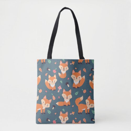 Cute Orange Fox Animal Pattern Tote Bag