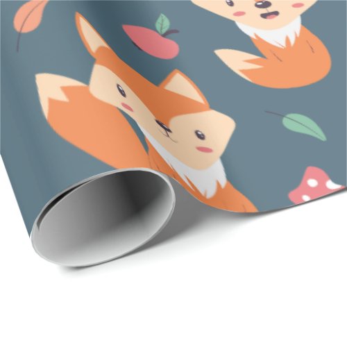 Cute Orange Fox Animal Pattern Wrapping Paper